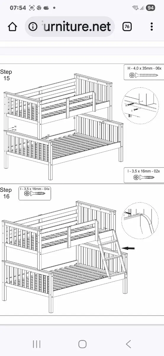 Triple Bunk Bed White - Image 2
