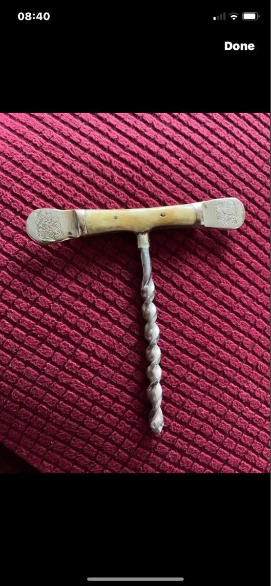 Antique Bone & Metal Corkscrew - Image 1