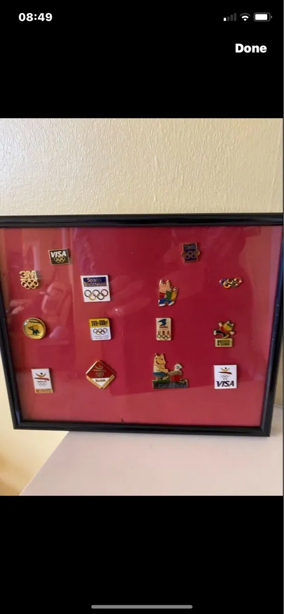 Framed International Olympic Pins (14) - Image 1