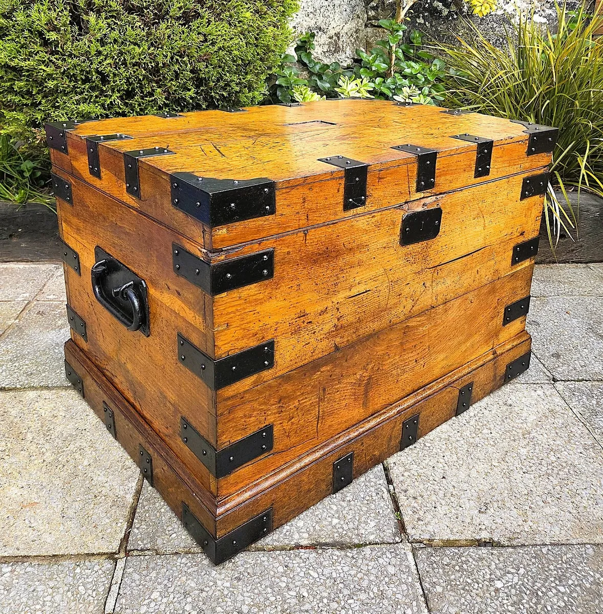 Large Victorian Oak Trunk- Circa 1870 - Image 1