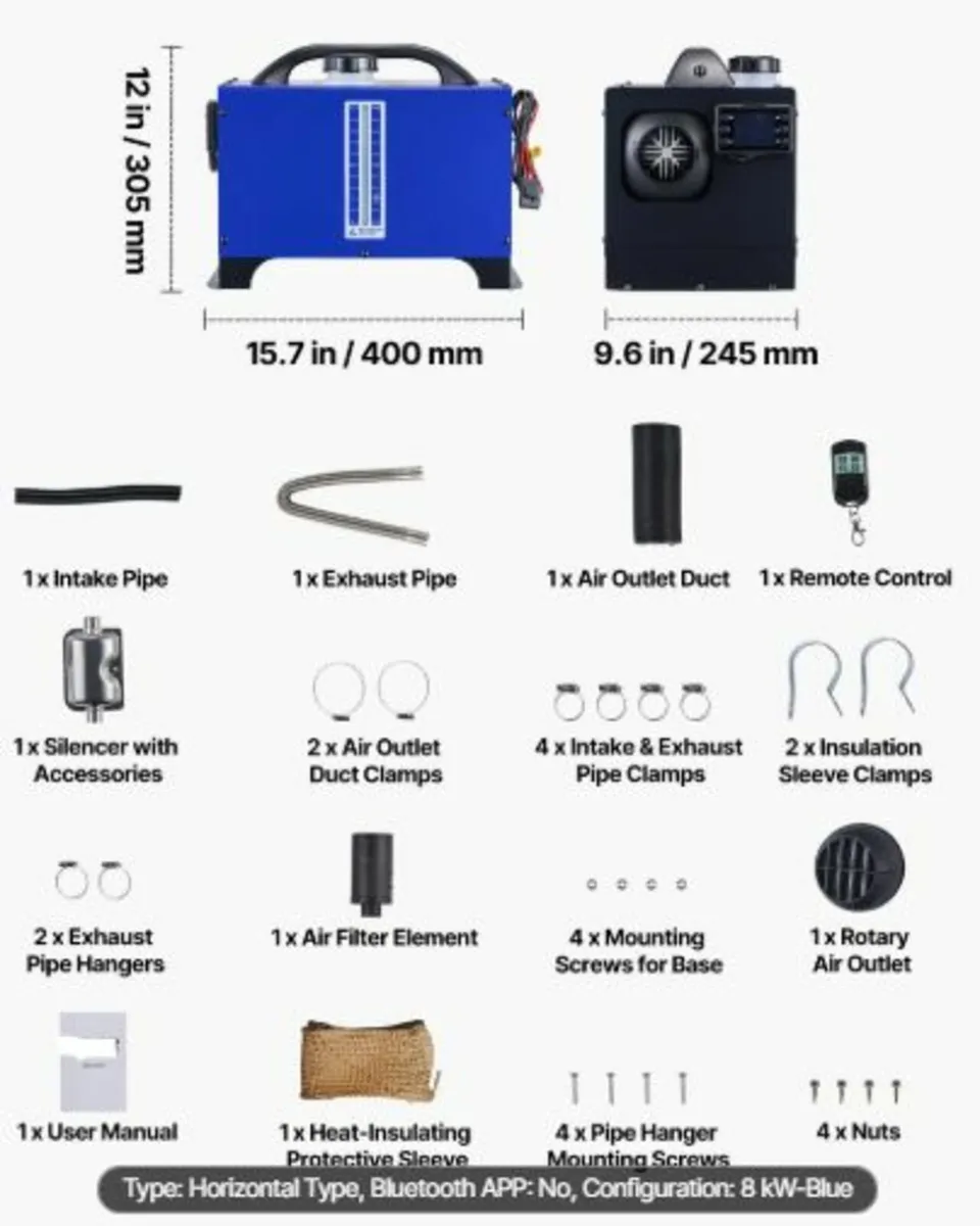 Diesel Heater,8KW, DC 12V/24V, All in One Portable - Image 2