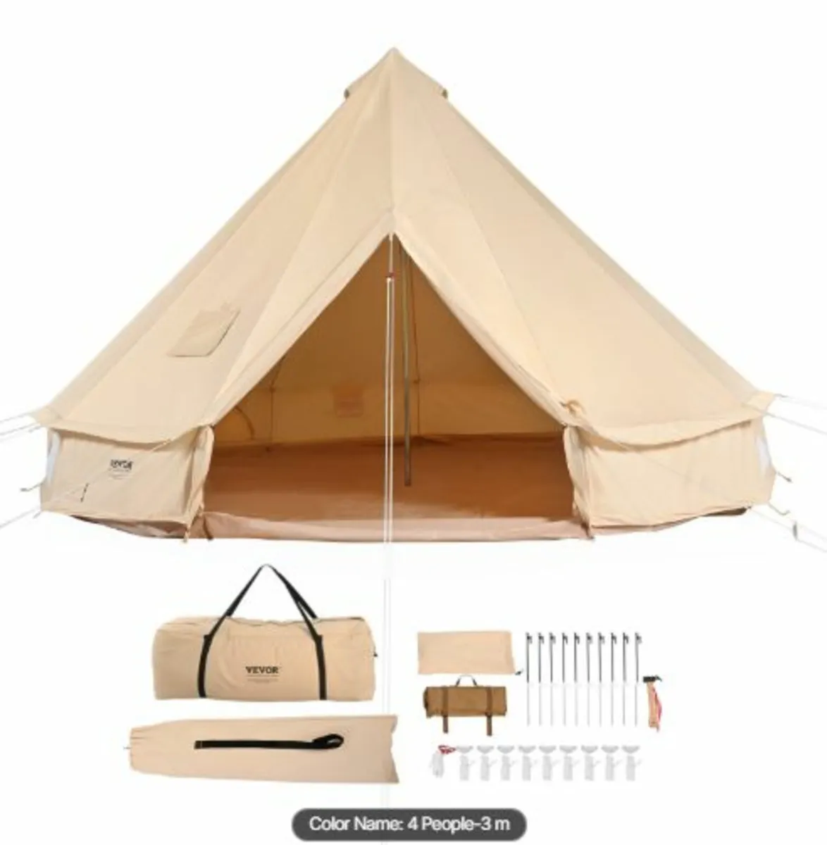 Canvas Bell Tent,4 Seasons 6 m/19.68 ft Yurt Tent - Image 4