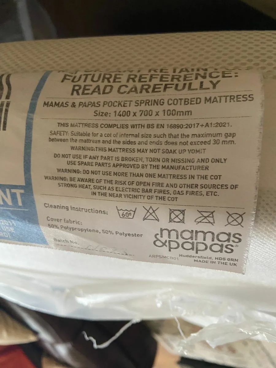 Mamas & Papas cot bed mattress, 140 X 70 X 10 cms - Image 3