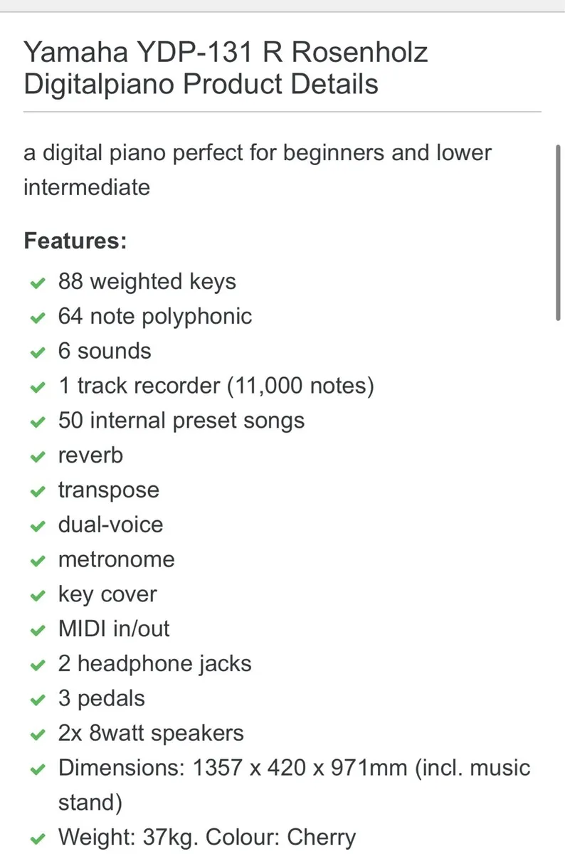 Yamaha Digital Piano YDP131 - Image 2