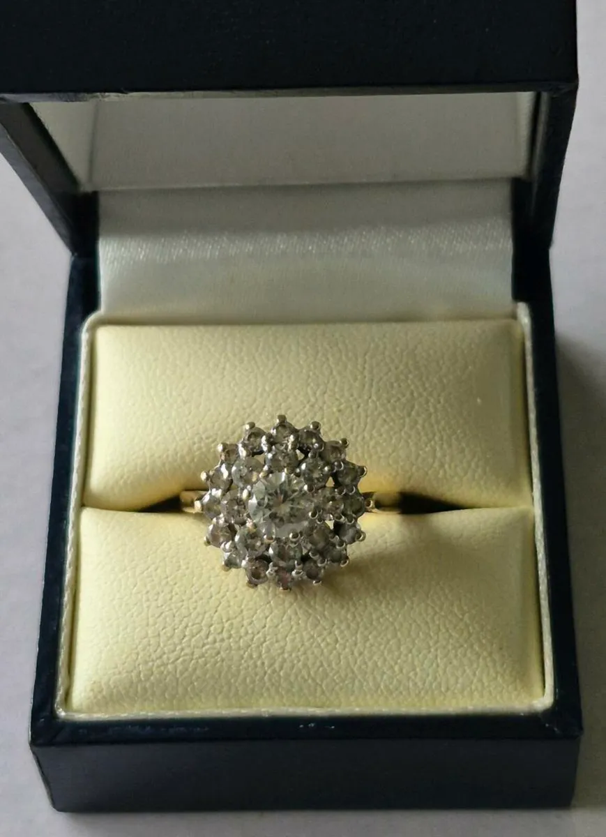 Vintage 9ct Gold & CZ Cluster Ring (Size O) - Image 2