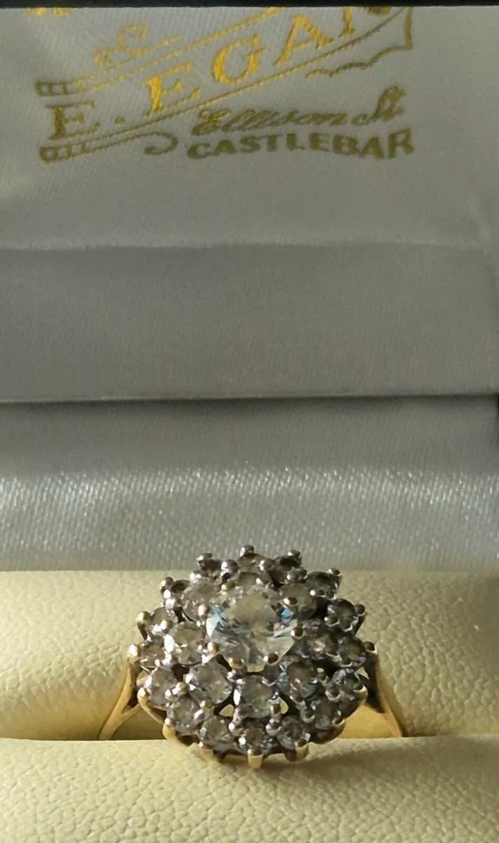 Vintage 9ct Gold & CZ Cluster Ring (Size O) - Image 3