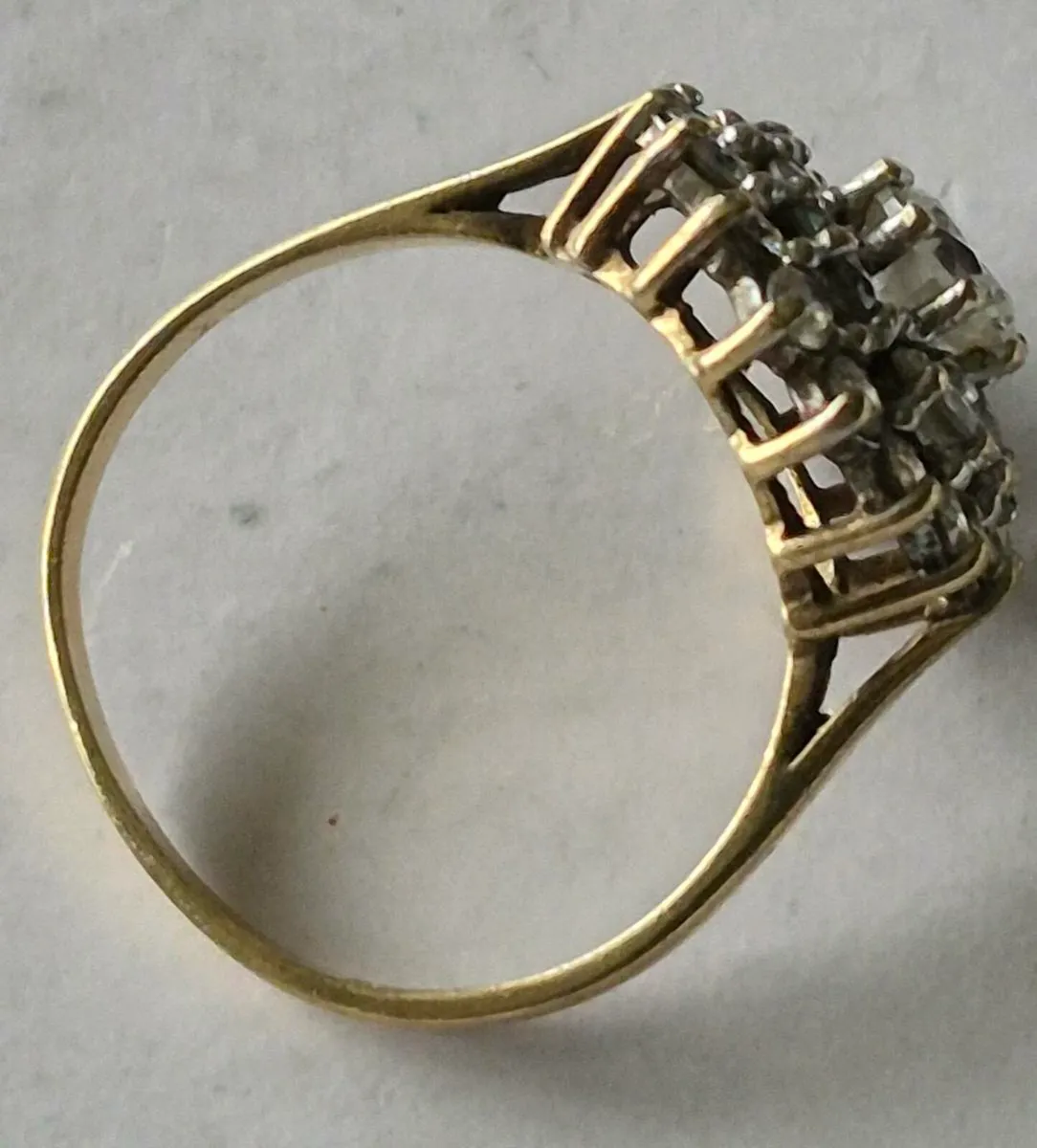 Vintage 9ct Gold & CZ Cluster Ring (Size O) - Image 4
