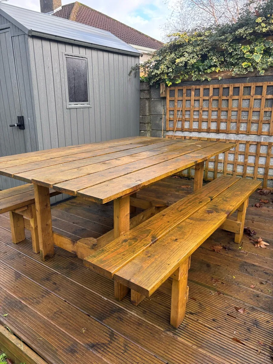 Table + 2 Benches - Image 1
