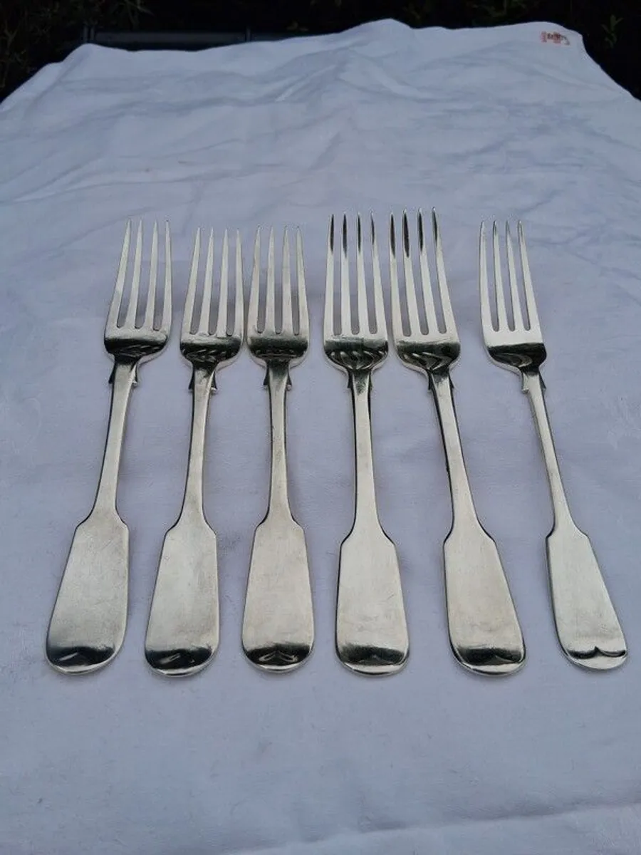 6x Fiddle Pattern Sterling Silver Forks( 424 grams) - Image 2