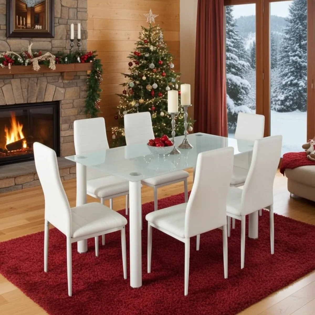 🎄Perfect Christmas Gift! Dining Set with 6 Chairs - Image 1