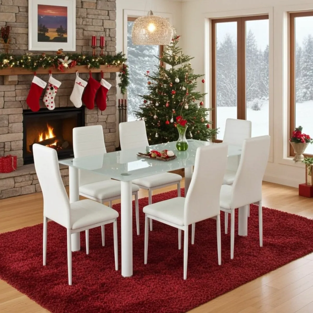 🎄Perfect Christmas Gift! Dining Set with 6 Chairs - Image 1