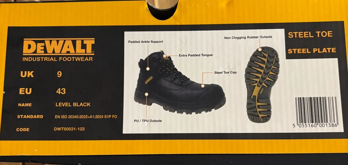 DeWALT Laser Black, White Steel Toe Capped boots - Image 1