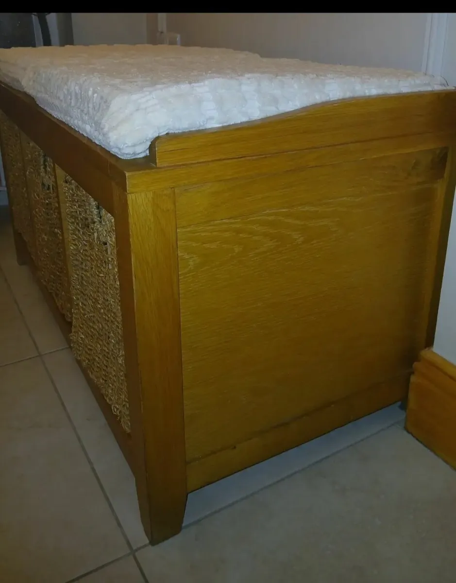 Solid Oak Hallway Bench - Image 3