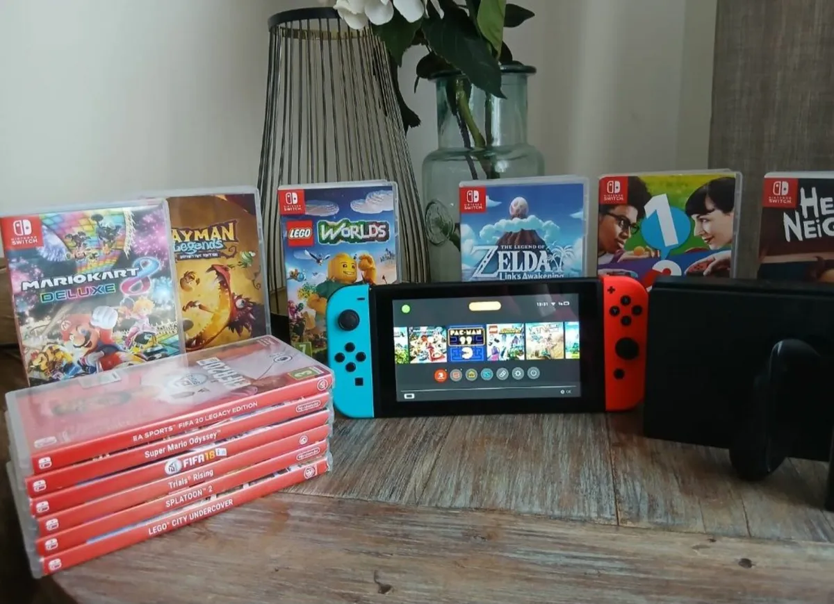 Nintendo Switch Blue/Red Console & Accessories - Image 1