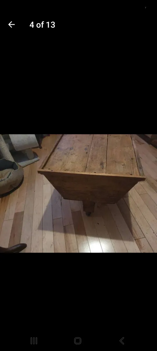 antique pitch pine industrial coffee table - Image 2