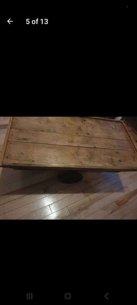 antique pitch pine industrial coffee table - Image 3