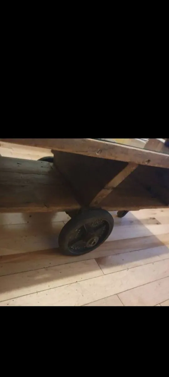 antique pitch pine industrial coffee table - Image 1