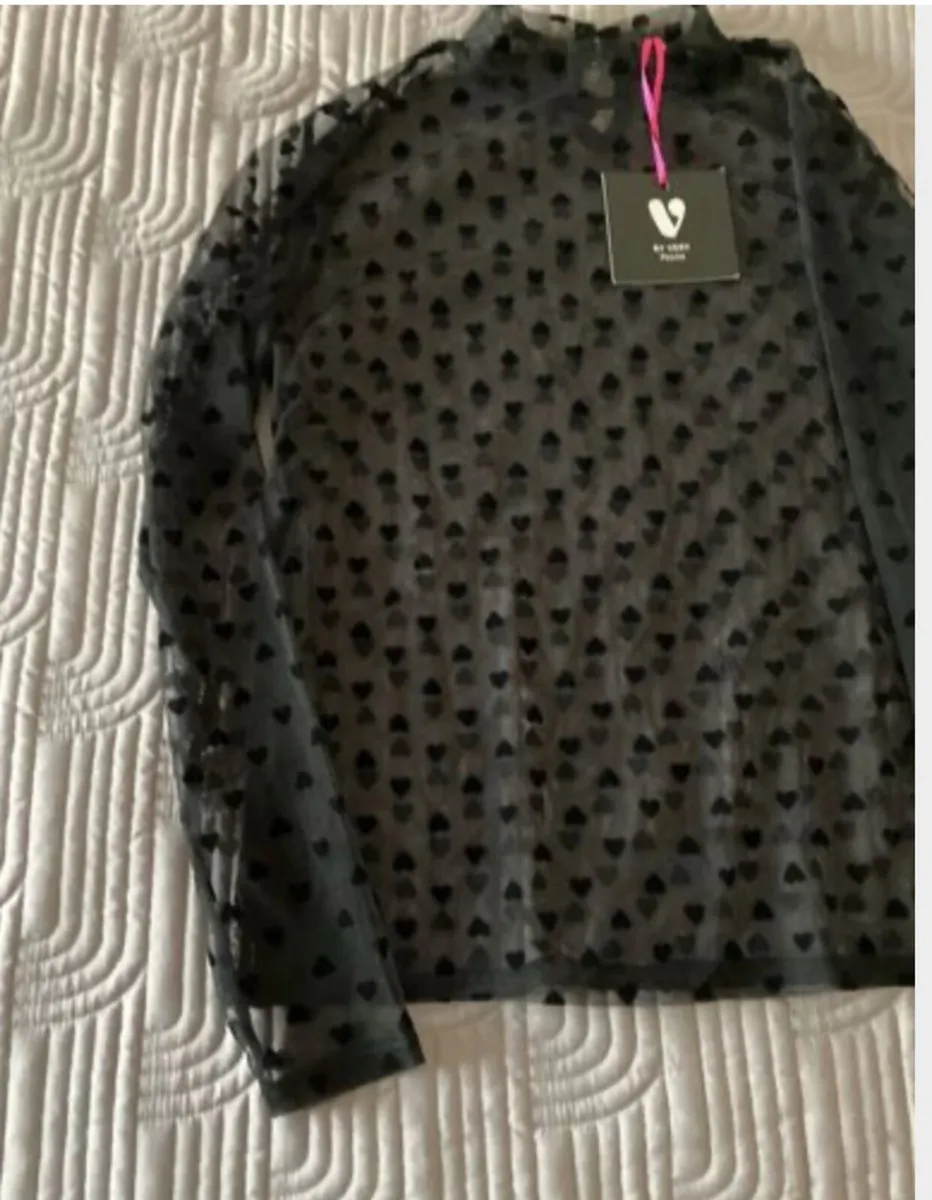 BY VERY Petite Black Chiffon Top Size 10 UK - Image 3