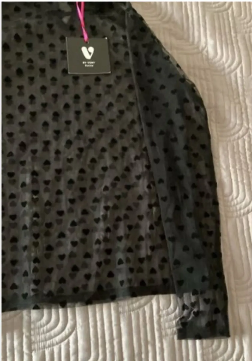 BY VERY Petite Black Chiffon Top Size 10 UK - Image 4