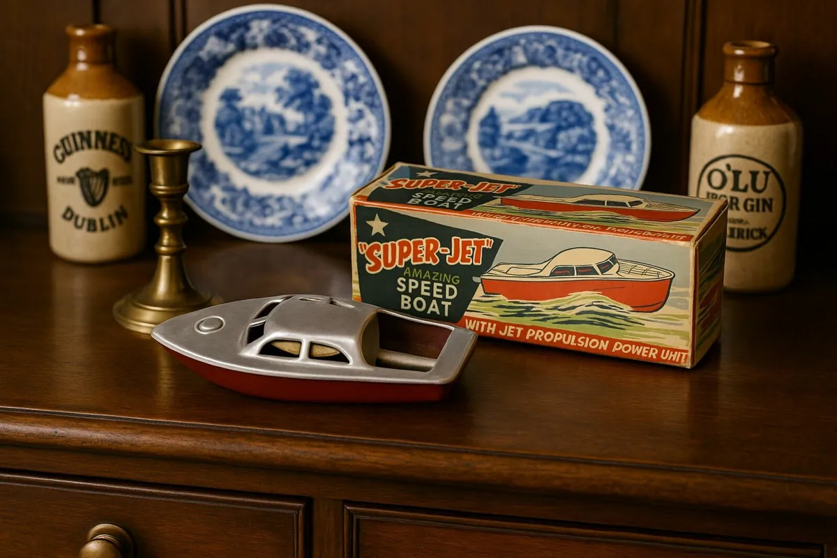 vintage RARE speed boat toy RETRO CHRISTMAS GIFT - Image 1