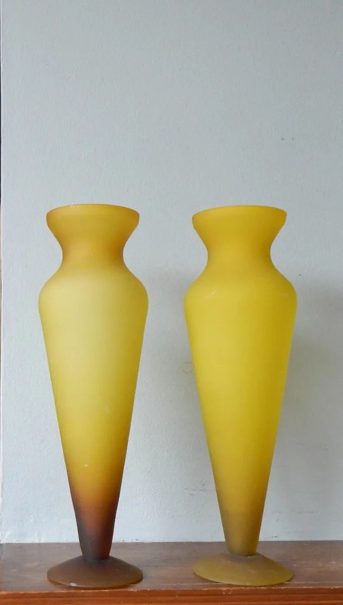 Pair of Frosted Glass Vases - Image 1