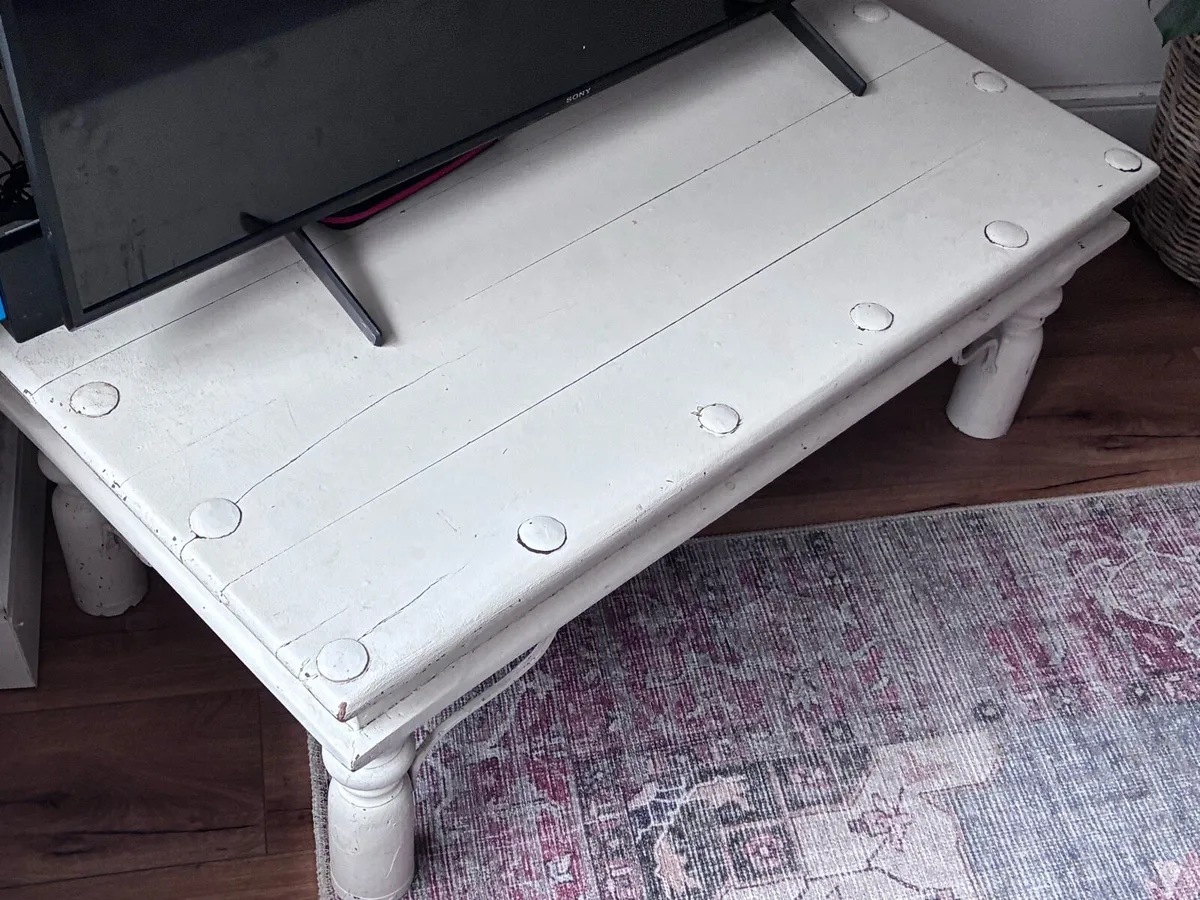 Rustic antique TV Stand/Coffee Table - White - Image 2