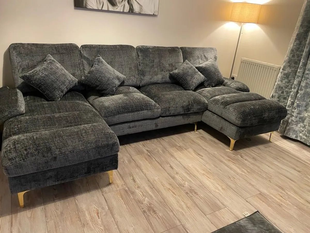 Dark grey sectional U shaped sofa - Image 2