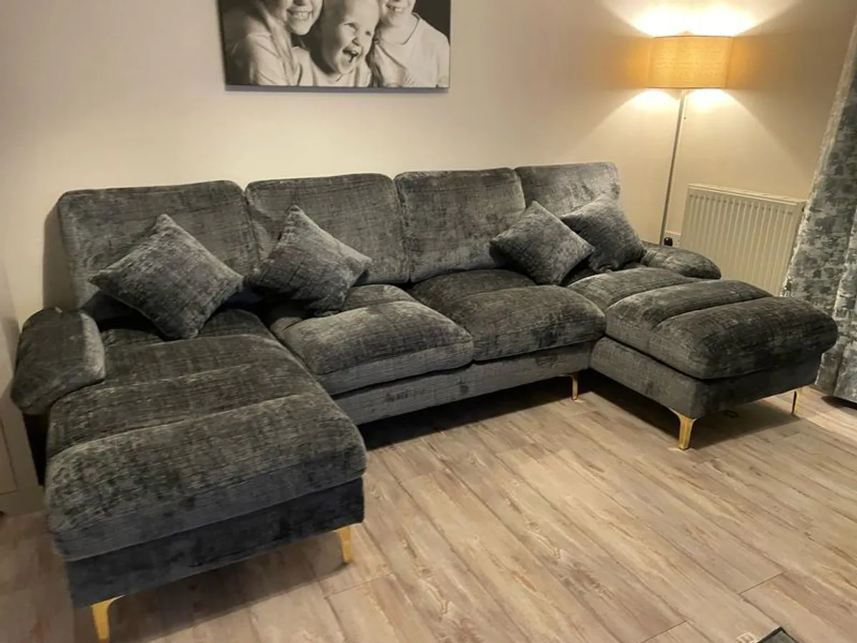 Dark grey sectional U shaped sofa - Image 3