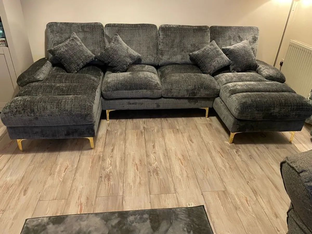 Dark grey sectional U shaped sofa - Image 4