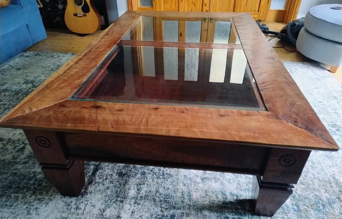 Solid Wood Coffee Table - glass top - PRICE DROP! - Image 1