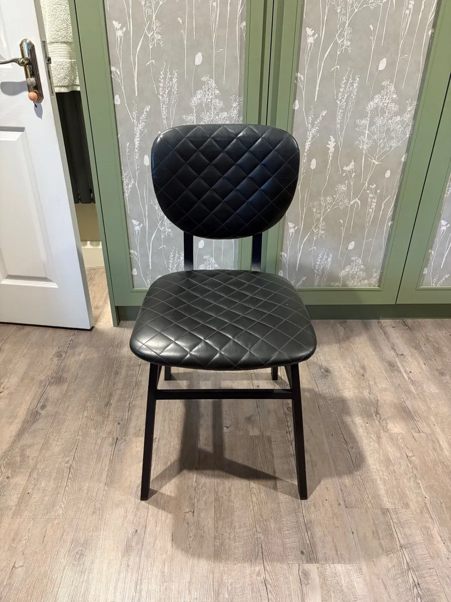 4 Black Leather Dining Chairs - Image 1