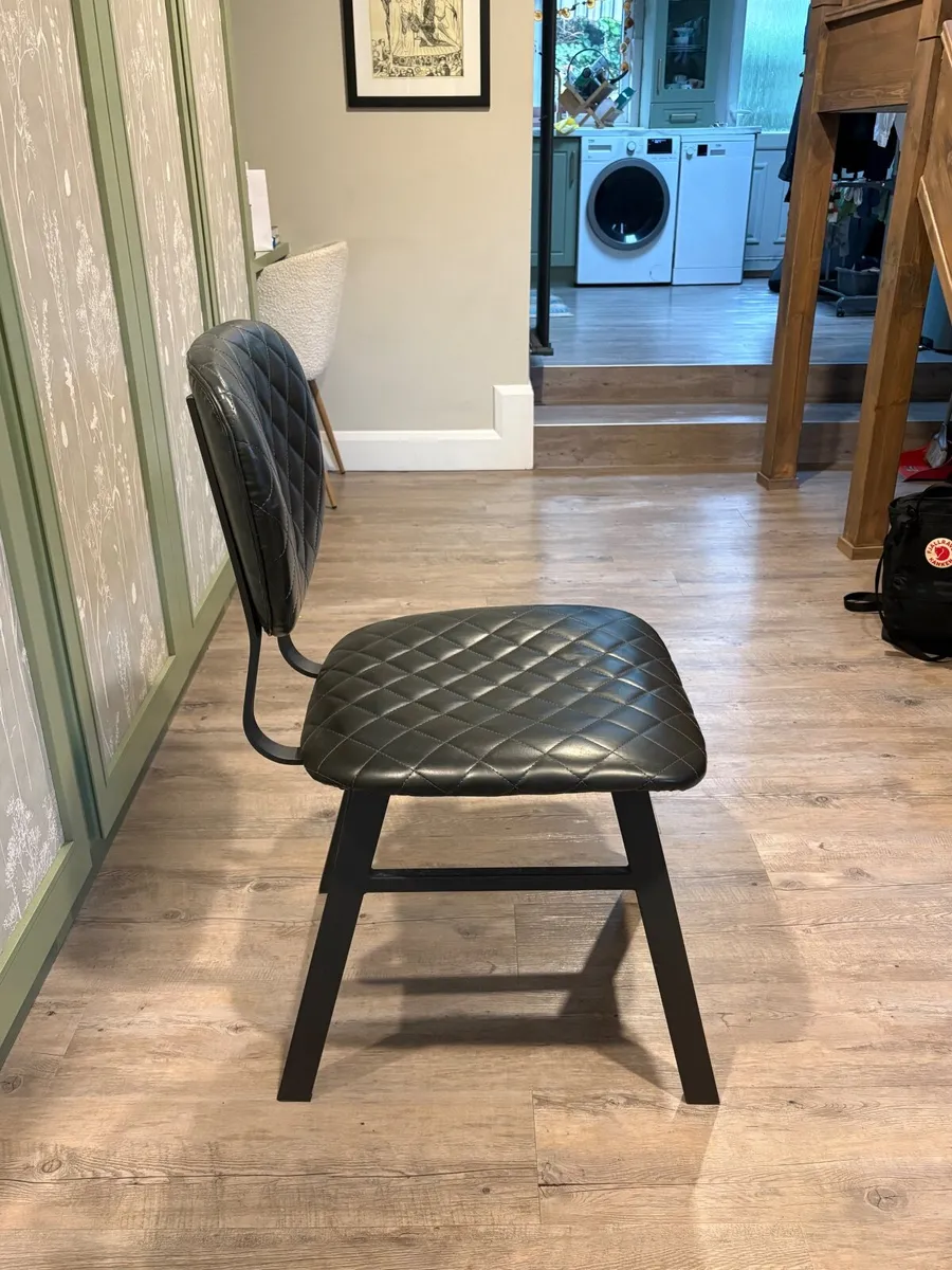 4 Black Leather Dining Chairs - Image 2