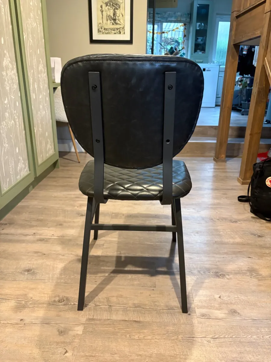 4 Black Leather Dining Chairs - Image 3