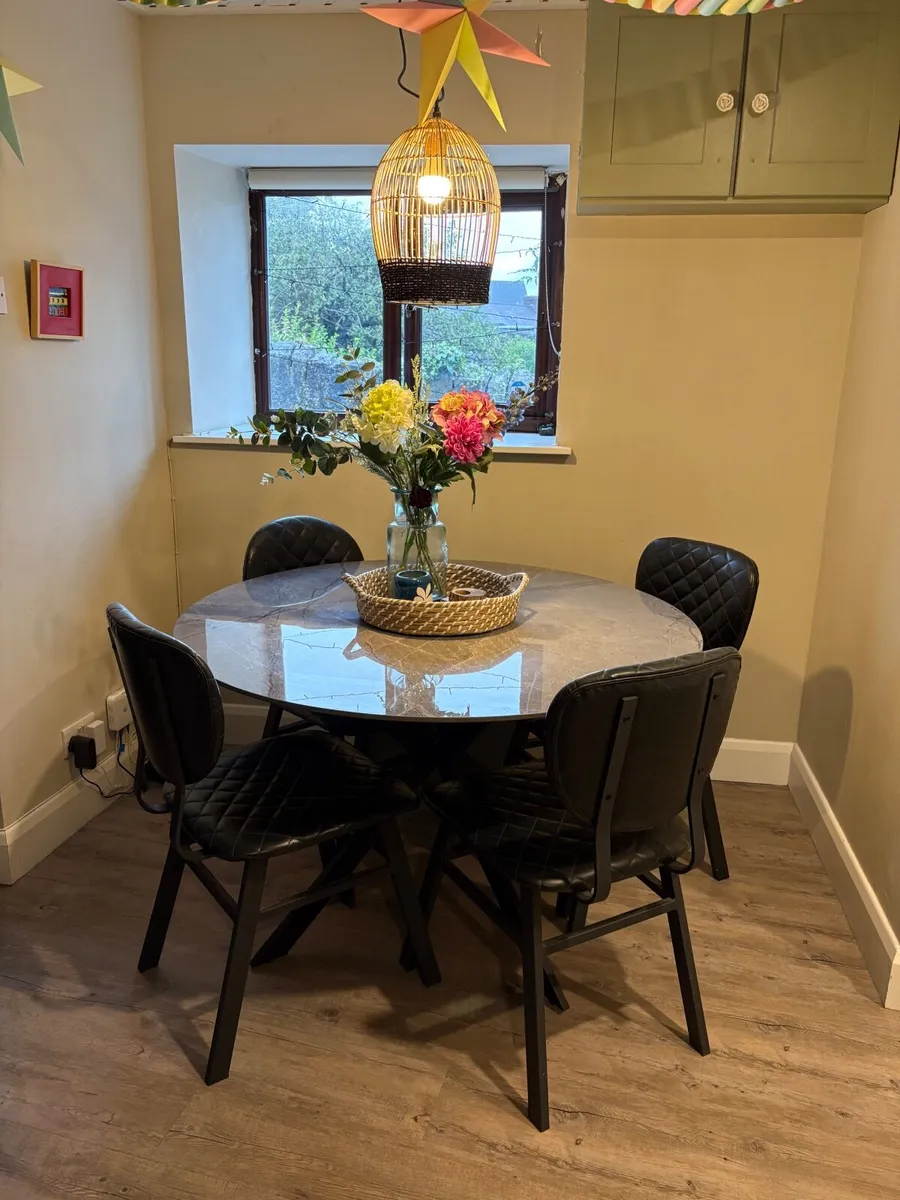 4 Black Leather Dining Chairs - Image 4