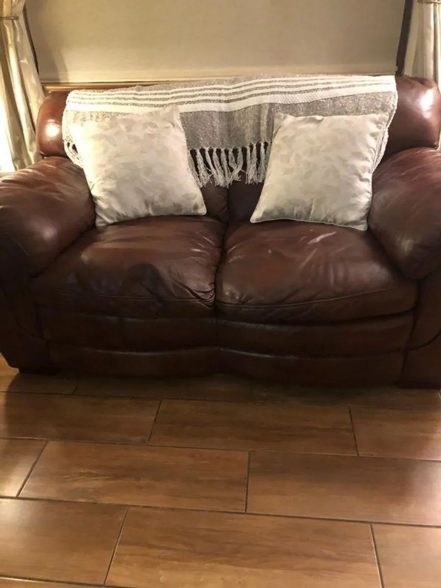 Leather 2 Seater Sofa - Image 1