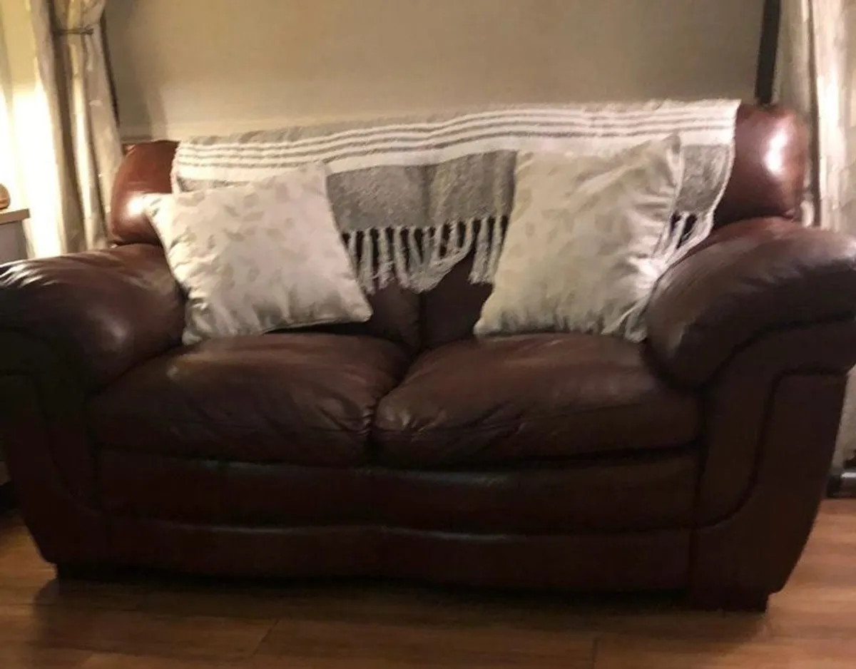 Leather 2 Seater Sofa - Image 3