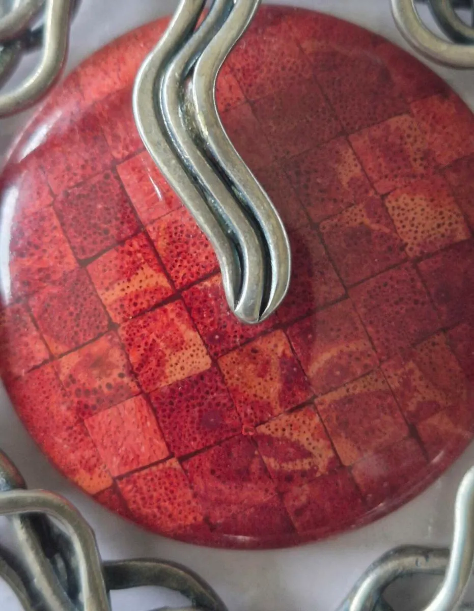 Handcrafted Statement Pendant - Orange - Image 2