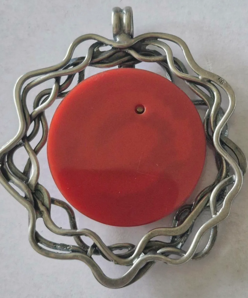 Handcrafted Statement Pendant - Orange - Image 4