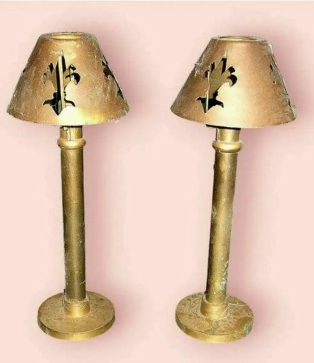 Pair Harrods Vintage Candle Lamps - Image 2