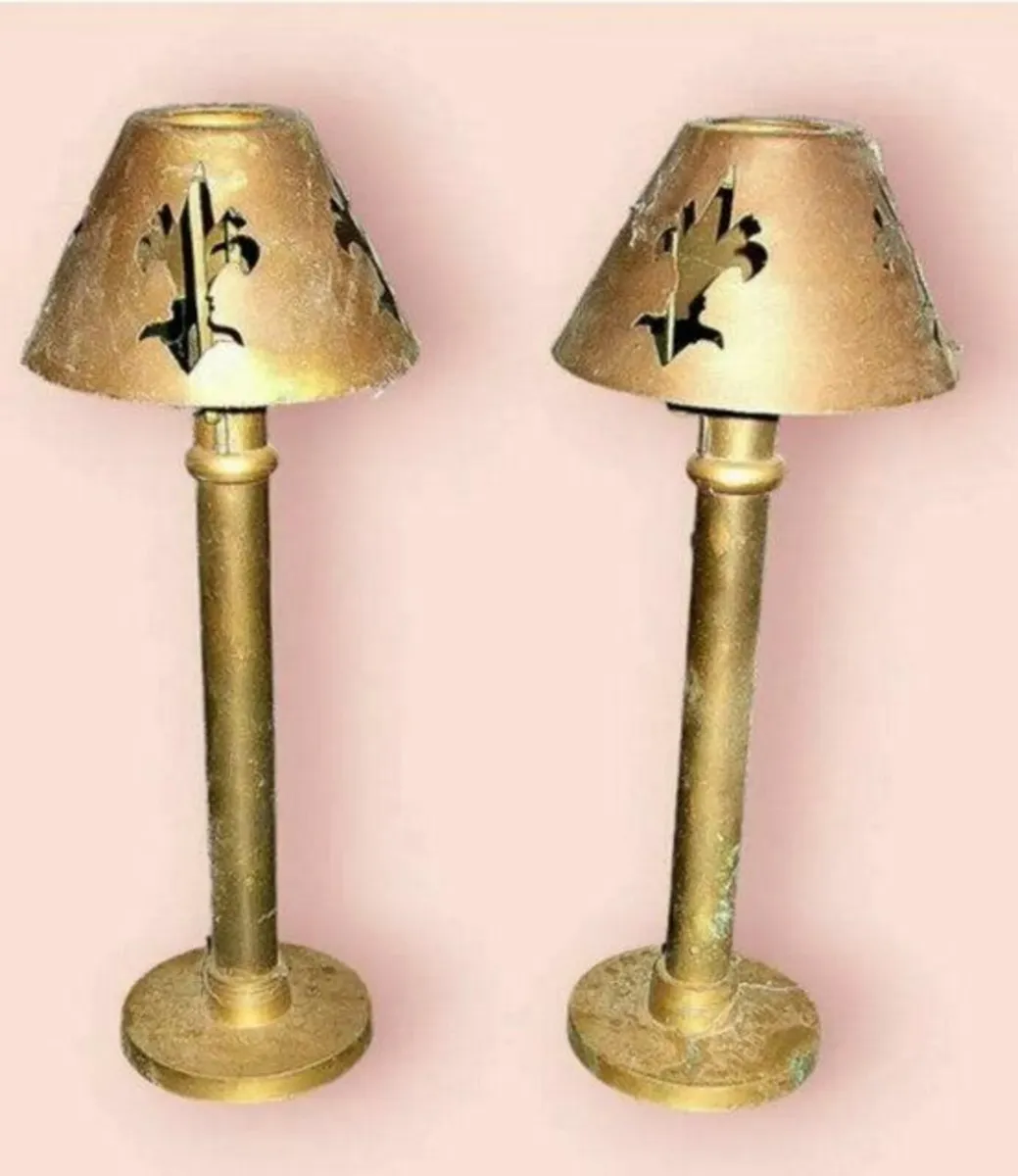 Pair Harrods Vintage Candle Lamps - Image 4