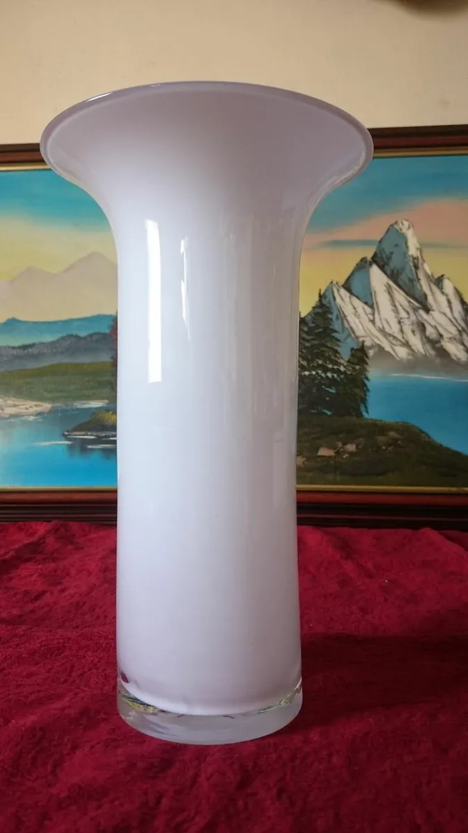 Large 10.5 Inches Tall Milky White Glass Vase - Image 4