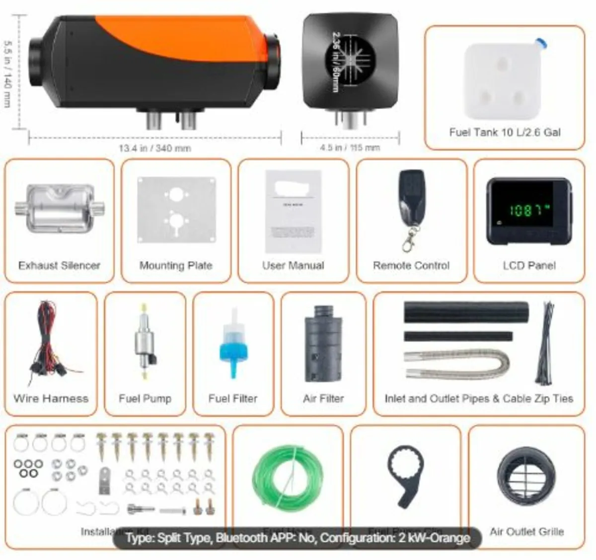 Diesel Air Heater,12V 2KWDiesel Heater with Remote - Image 1
