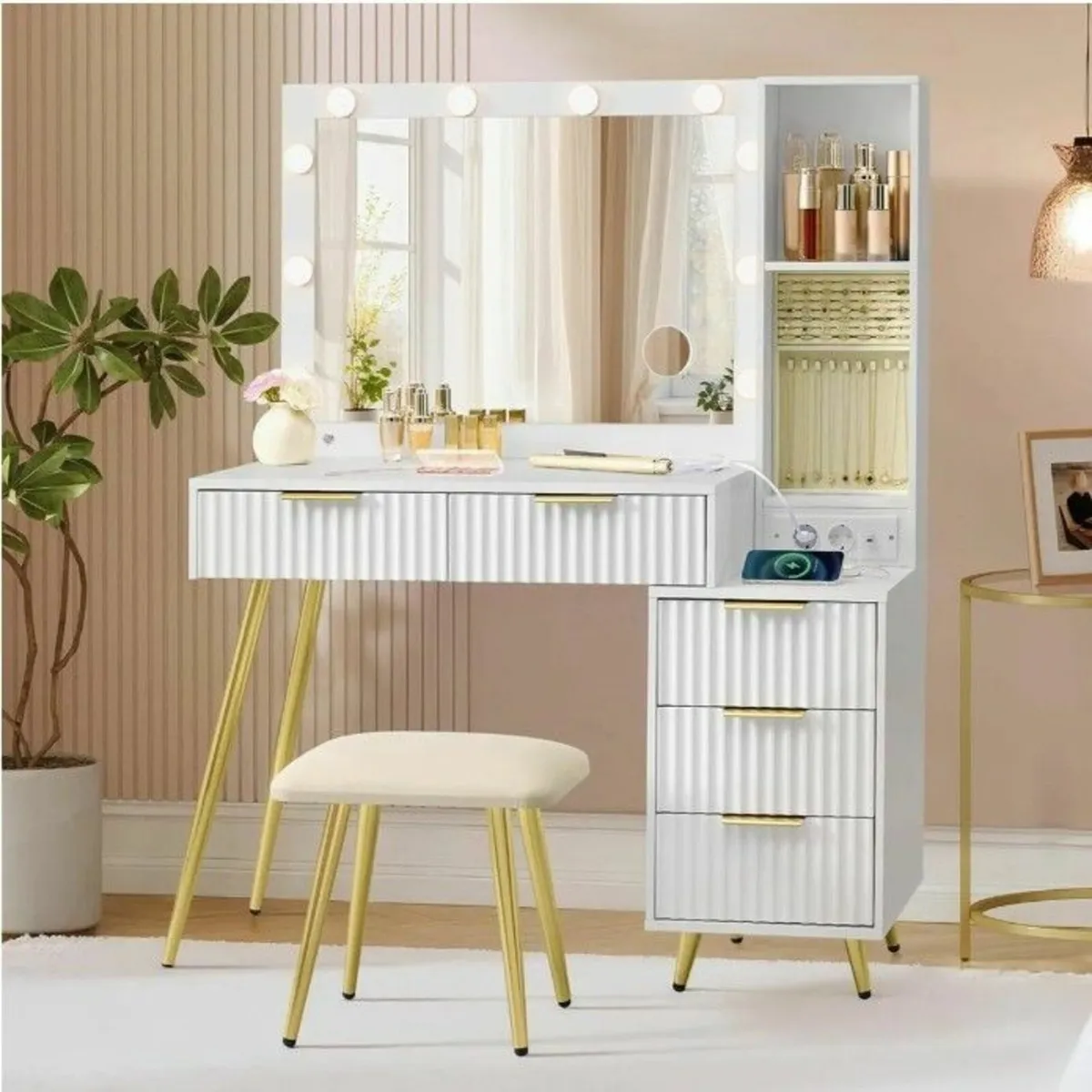 Dressing Table with Stool and Mirror LED - Image 1