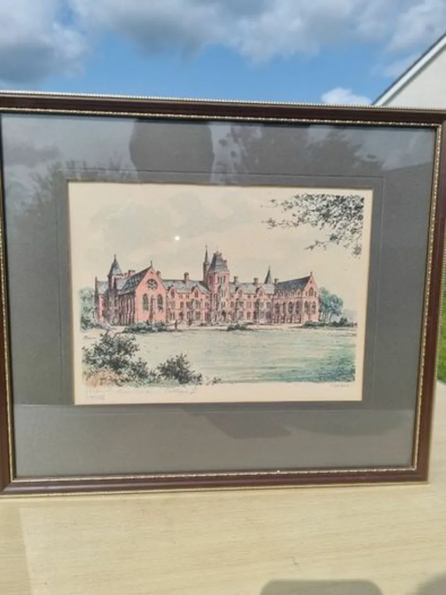 Vintage coloured etching - Belfast University Coll - Image 1