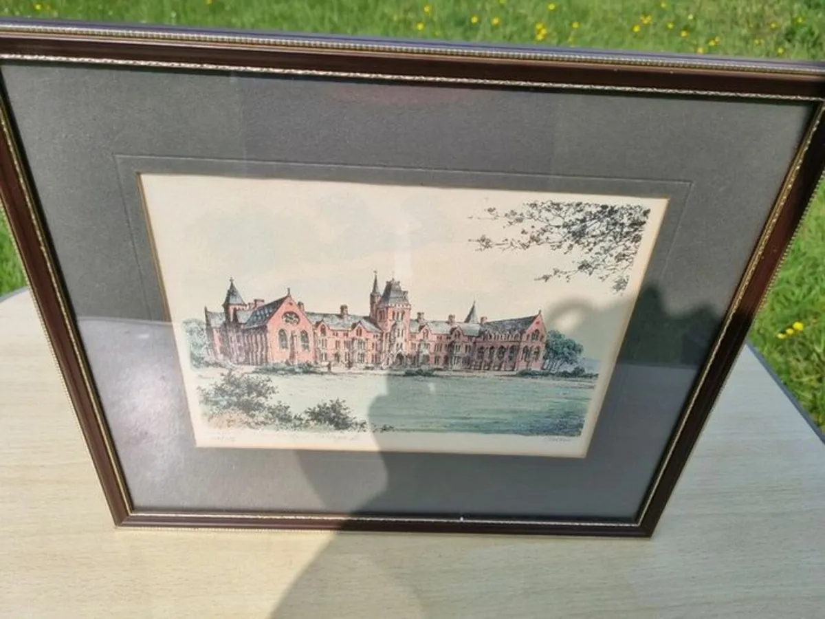 Vintage coloured etching - Belfast University Coll - Image 3