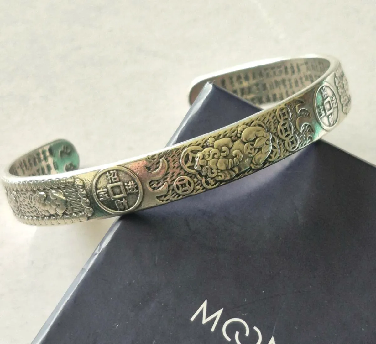 999 Silver Tibetan Pi Xiu / Pi Yao Bangle - Image 4