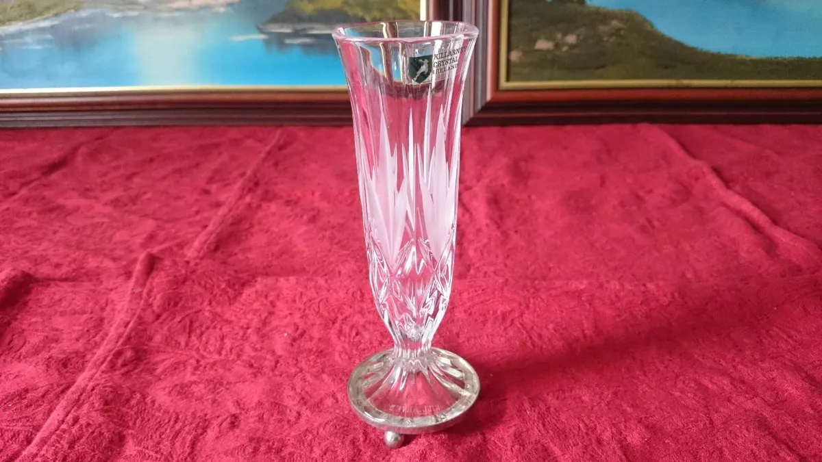 Killarney Crystal Ireland Silver Footed Bud Vase - Image 3