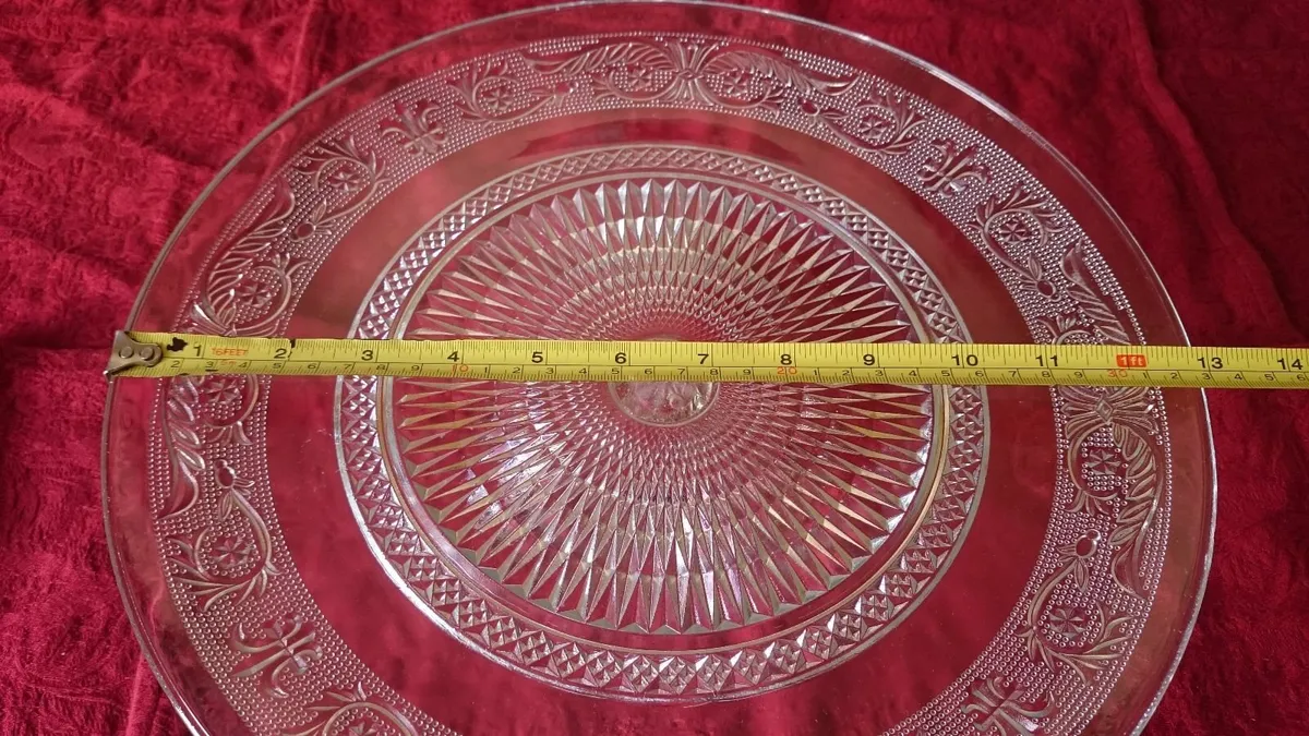 Vintage Cut Glass Art Deco Footed Cake Stand - Image 2