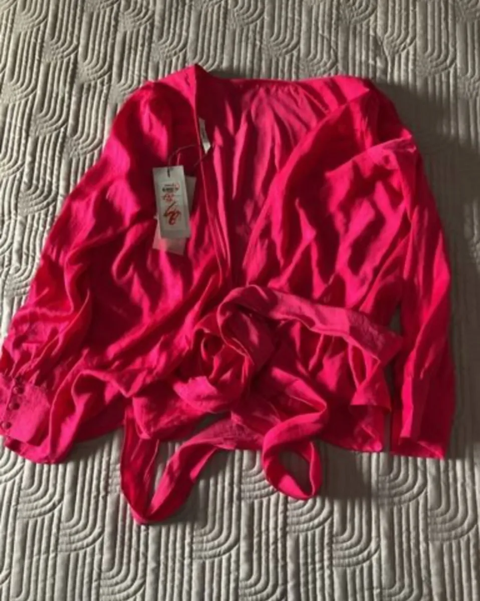 Only Beautiful Pink Wrap Blouse Size UK 8 - Image 1