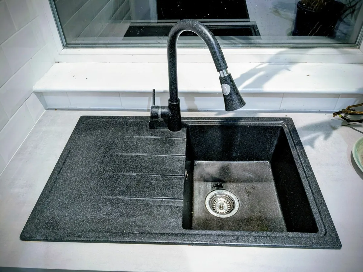 Black Composite Sink & Pull-Out Tap - Image 1